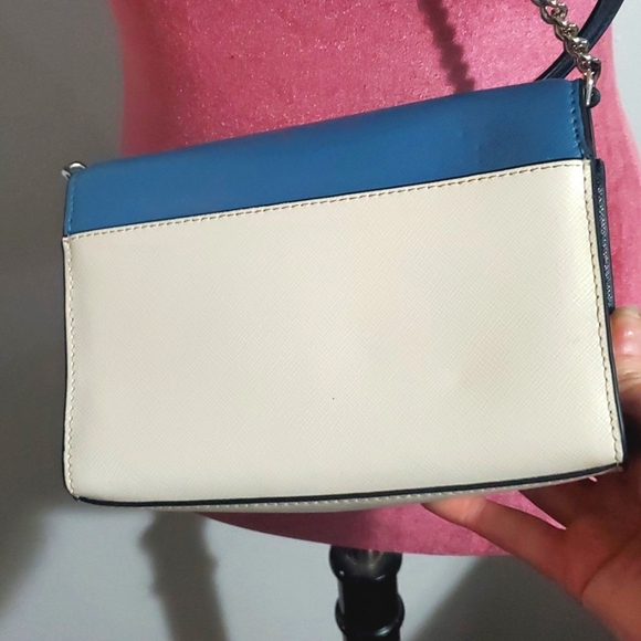 Kate Spade Crossbody Color Block Purse Blue & Cream - Picture 4 of 9